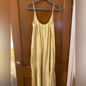 J.Crew yellow linen midi dress